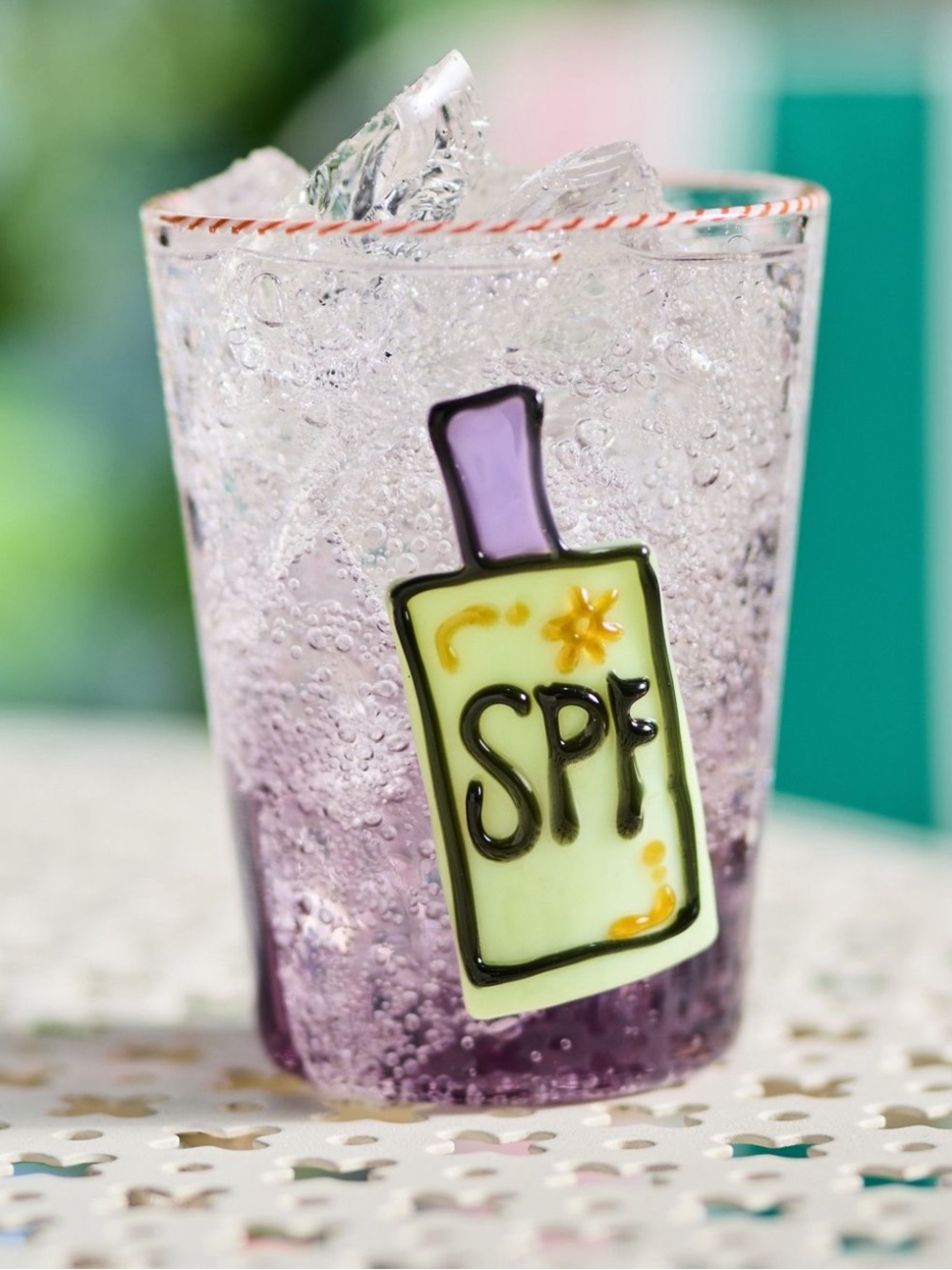 Anthropologie Poolside Icon Juice Glass: SUNSCREEN new